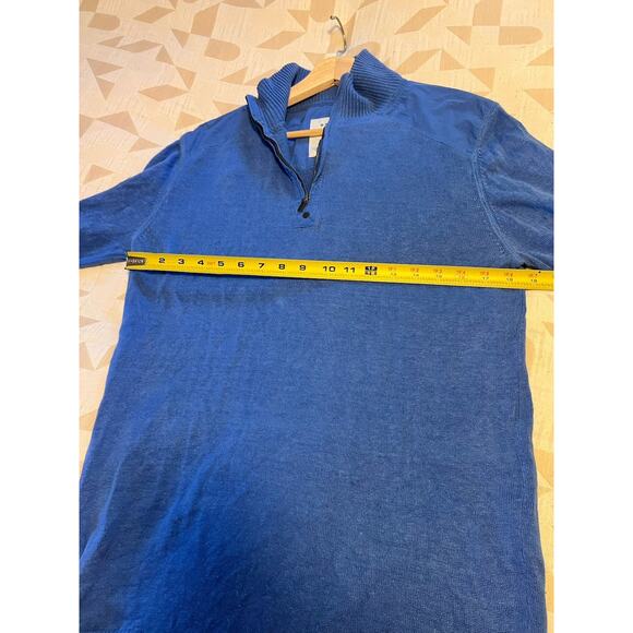 Escales Paris 100% Linen 1/4 Zip Sweater Blue Men's Limited Edition Size L - Picture 9 of 9